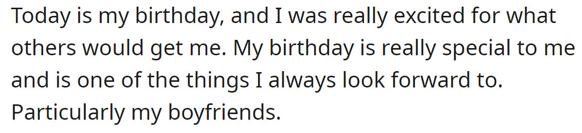 OP explained she adores her birthday: