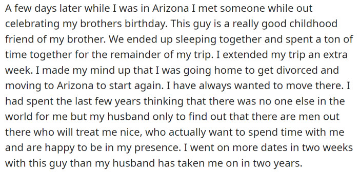 But while on a trip, she unexpectedly met a nice guy there and changed her perspective: