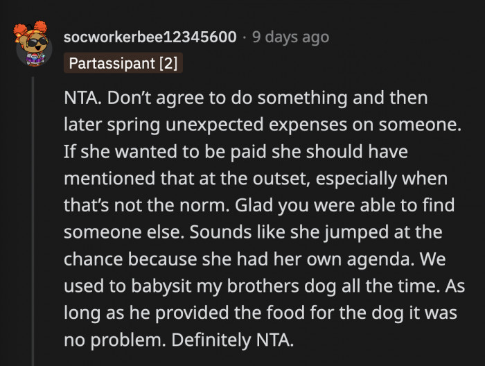 It's unclear when she brought up the money part but OP should have expressed his discomfort when she did instead of waiting for his wife to encourage him