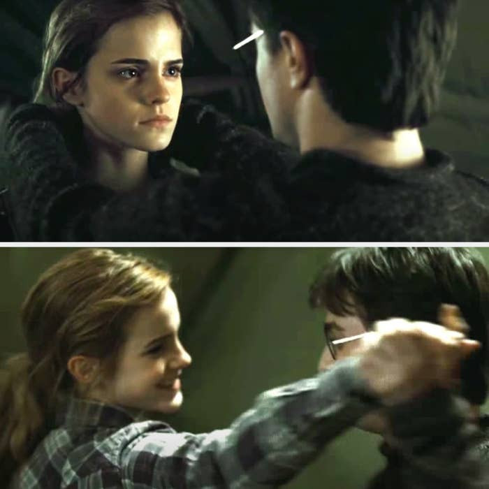 When Harry, out of nowhere, pulls Hermione into a dance to cheer her up in Harry Potter and the Deathly Hollows: Part 1