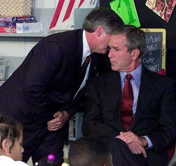 30. President Bush receiving the news of the terrorist attacks on September 11th (2001).