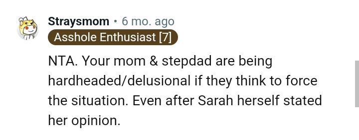 OP's mom and step dad are being delusional