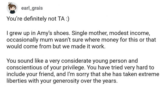 One Redditor left a really great comment, with a childhood similar to Amy's