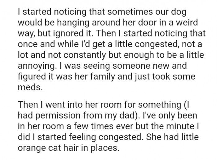 The OP has only been in her room a few times ever