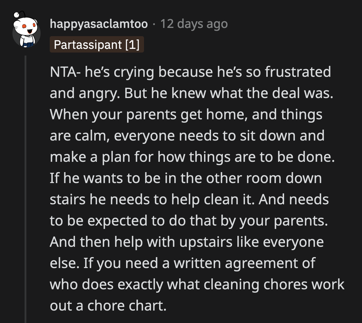 Redditors advised OP to wait for their parents before he talks to his brother. That way, three people would hold his brother accountable to his promises.