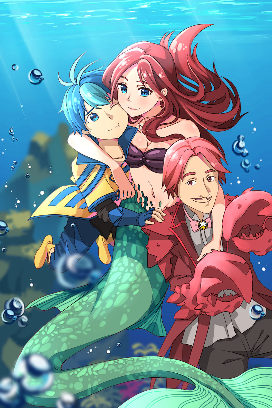 Ariel, Sebastian, and Flounder from “The Little Mermaid”.