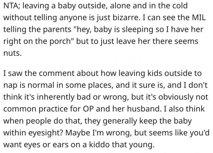 4. It's bizarre to leave babies outside.