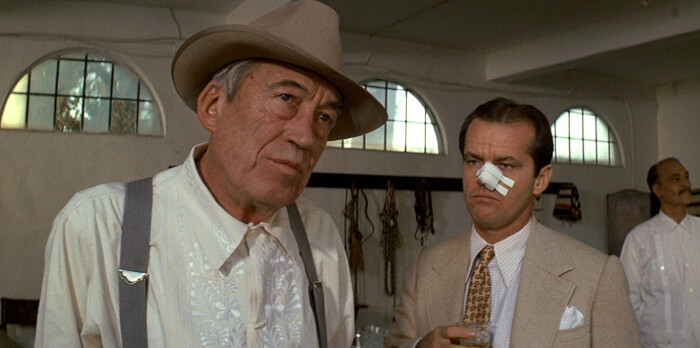 2. In the 1974 movie ‘Chinatown,’ John Huston's character Noah Cross mispronounces Jack Gittes' name as 'Gits' instead of 'Git-Iss' multiple times.