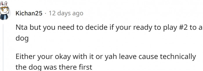 Is OP ready to play #2 to a dog?