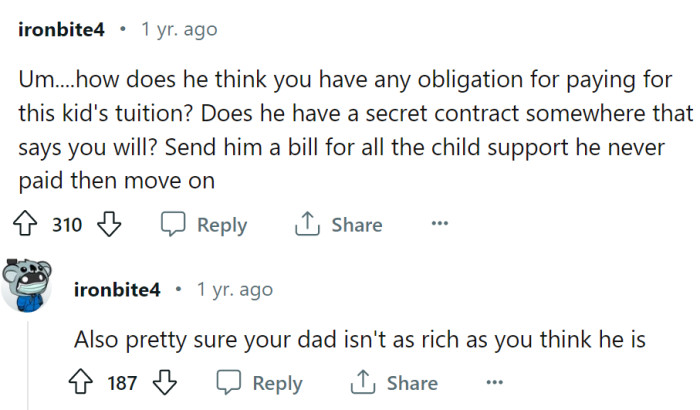Dad probably isn't as rich as OP thinks he is