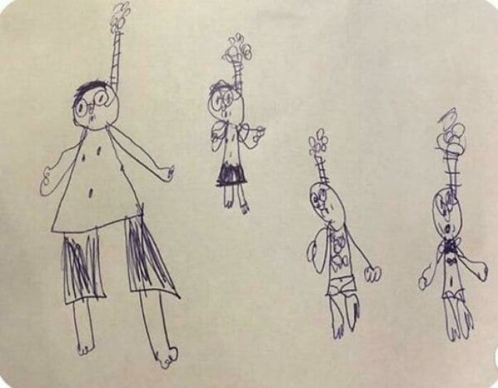 11. A Child's Sketch of their Family Snorkeling