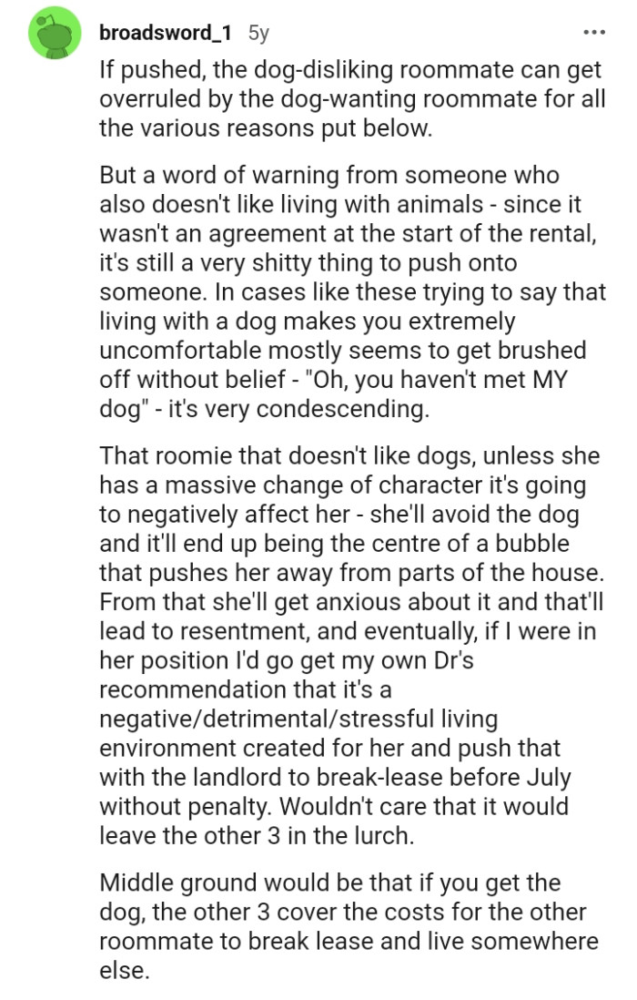 A word of warning from someone who also doesn't like living with animals