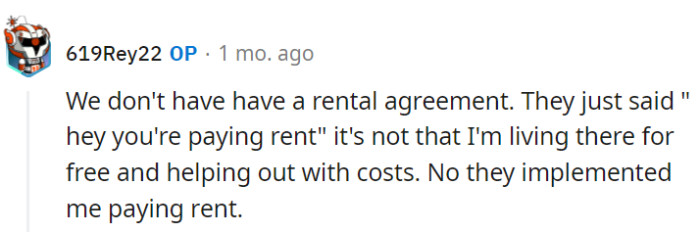 Ah, verbal rent agreement...