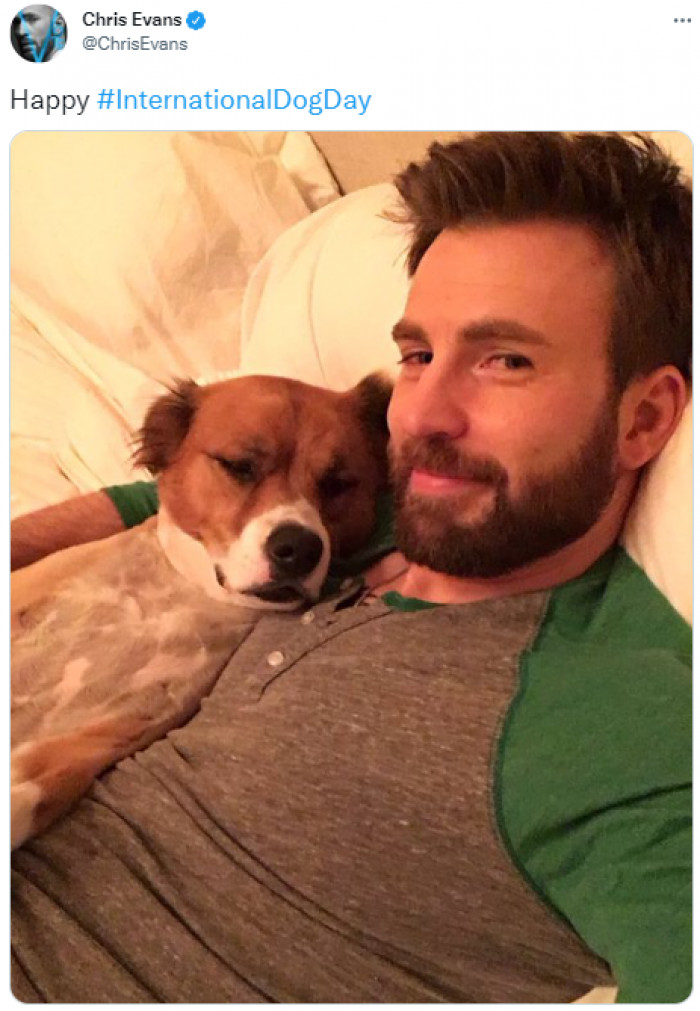 1. Chris Evans and his amazing BFF. This snuggle tells you everything.