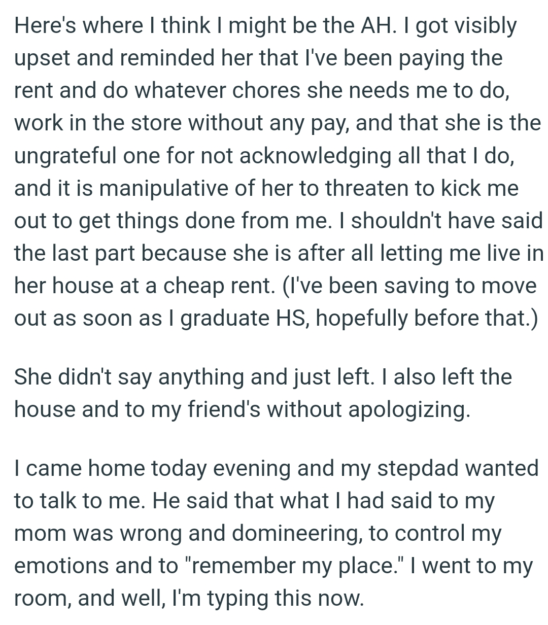 The OP left the house and to his friend's without apologizing