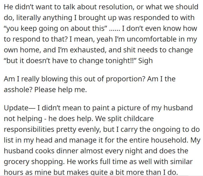 And here we again with the “being emotional” person… in OP’s own house too.