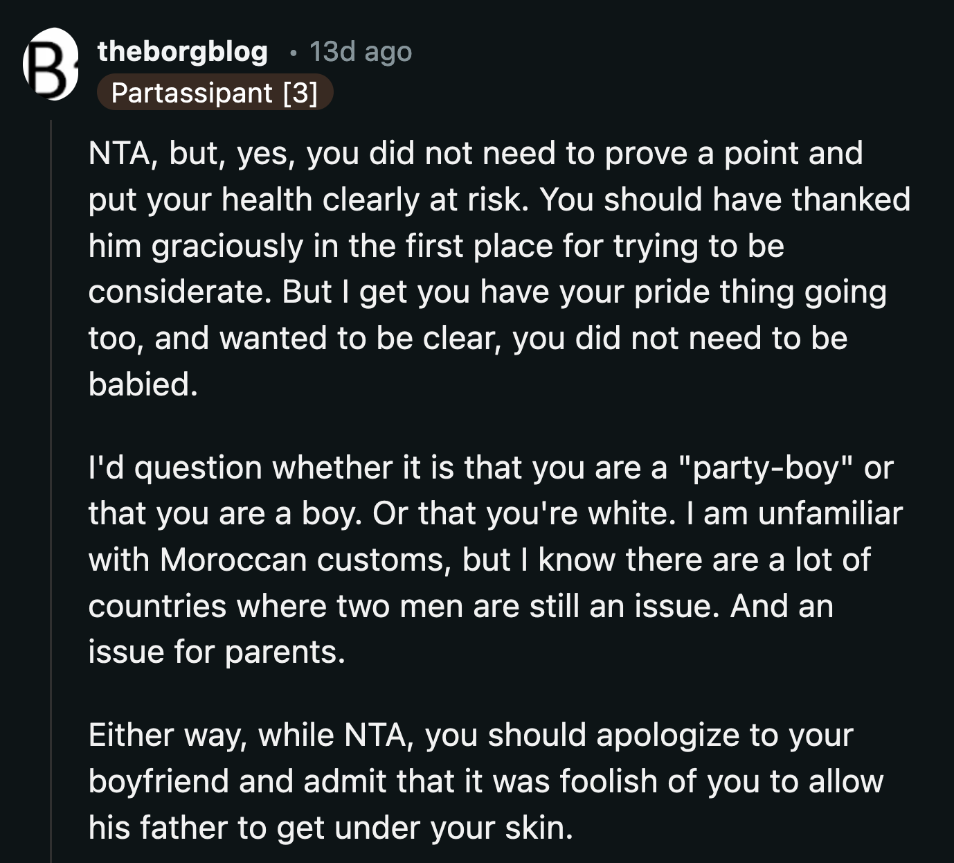 No matter whose fault the odd competition was, OP should still apologize to his boyfriend.