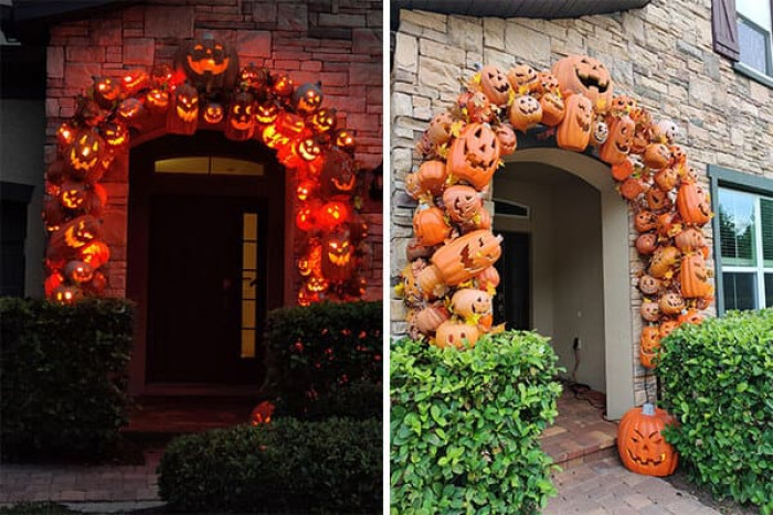 This makes me want to do some sort of pumpkin arch next year.