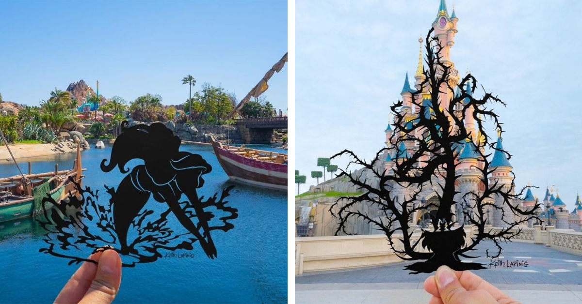 Loyal Fan Visits Disneyland Parks Worldwide, Recreates 61 Iconic Scenes By Combining Photos With Beautiful Paper Cutouts