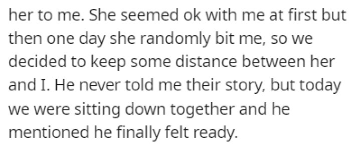 OP is a bit distant from her boyfriend's sister since she bit her one time