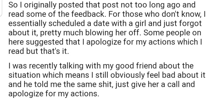 A little background: Apparently OP's friend wants them to give the lady a call and apologize