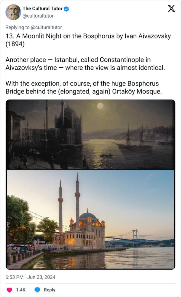 13. A Moonlit Night on the Bosphorus by Ivan Aivazovsky