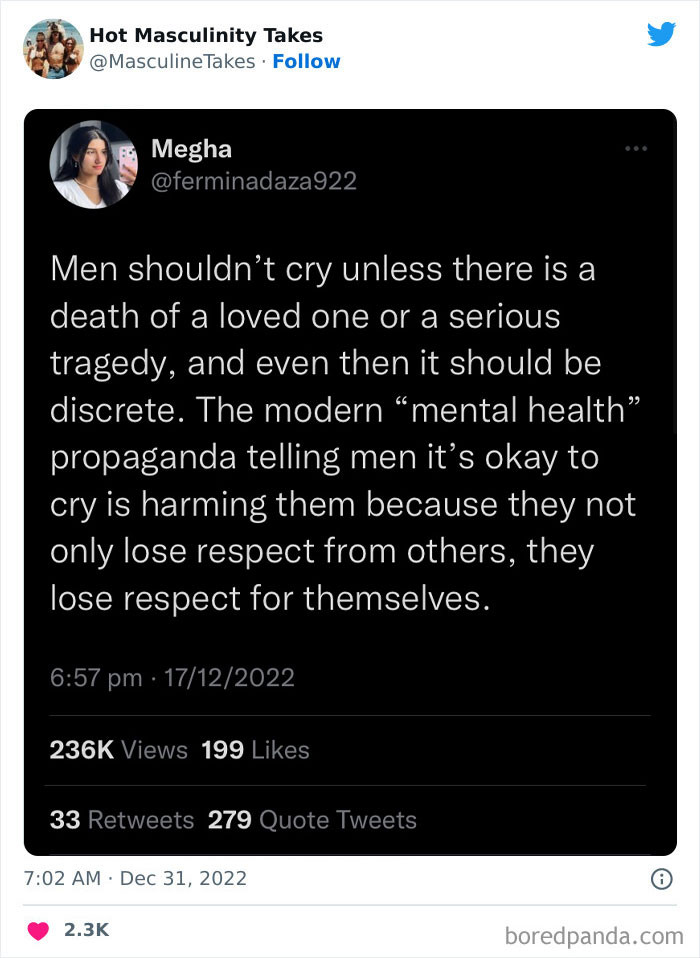 36. Men shouldn't cry unless...