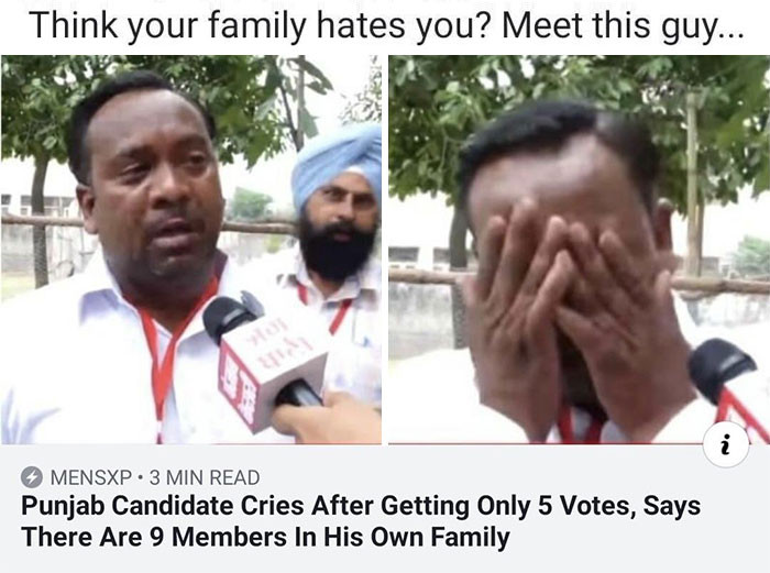 48. What a cruel way to find out your almost half of your family hates you