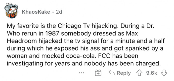 5. The Chicago TV hijacking, 1987