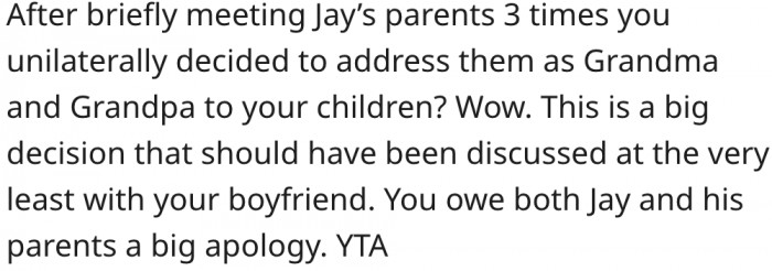17. Jay and his parents deserve an apology from her.