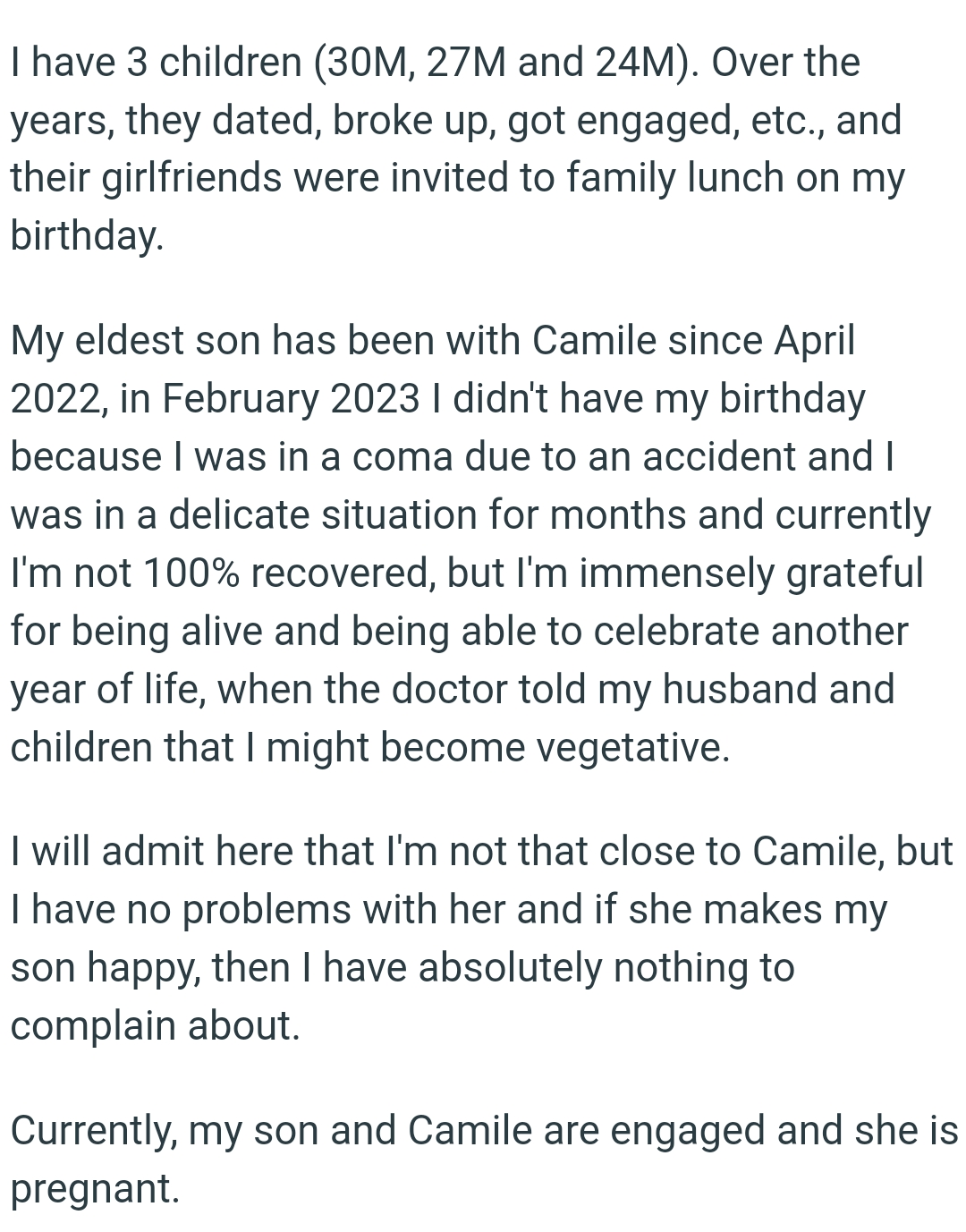 The OP always invited her Kids' girlfriends to family lunch on her birthday