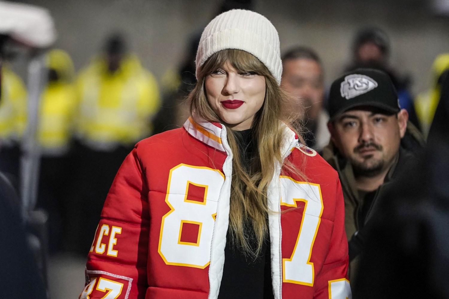 Previously, Taylor has been seen wearing official Chiefs gear while watching Travis play.