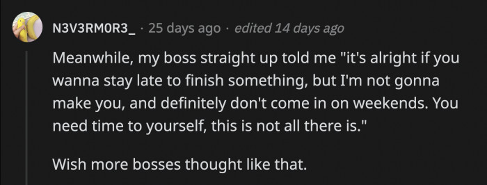 If only OP's manager was this thoughtful