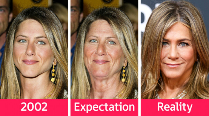 4. Here is our very own Jennifer Aniston at 33 years old and 50 years old