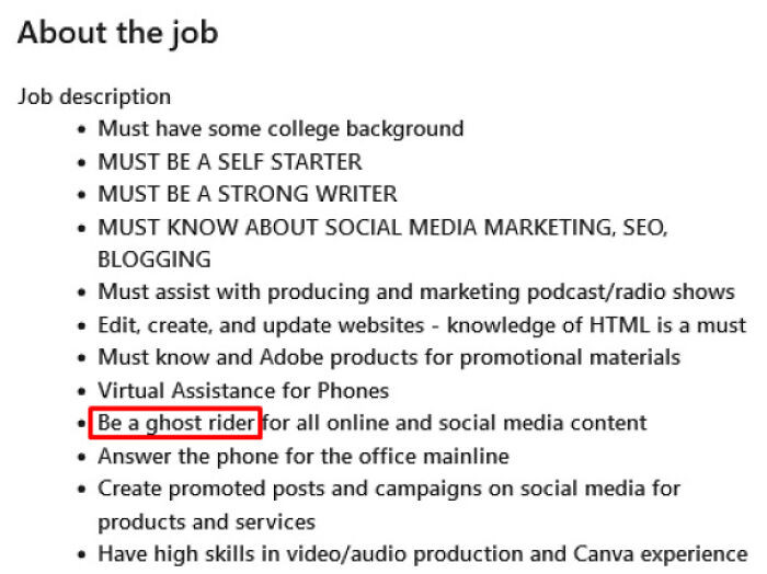 26. Job Requirements: Be A Ghost Rider
