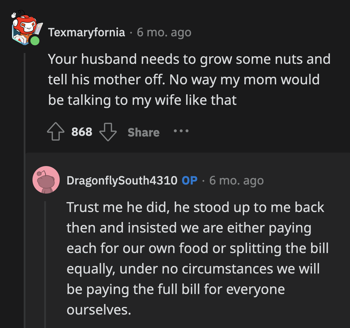 Redditors weren't too happy with OP's husband. They said he should have intervened.