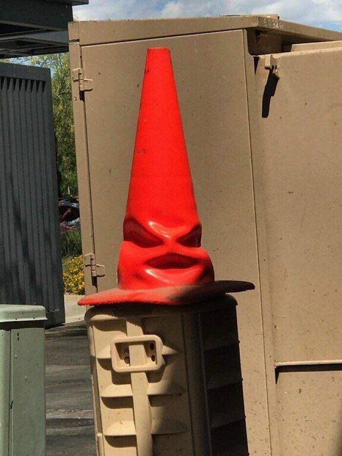 17. Forget the sorting hat, we got a discerning traffic cone