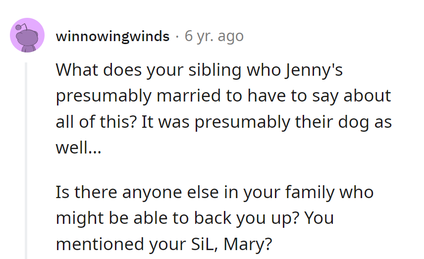 Seems Jenny's partner needs to leash her antics. Perhaps Mary could toss some support their way.