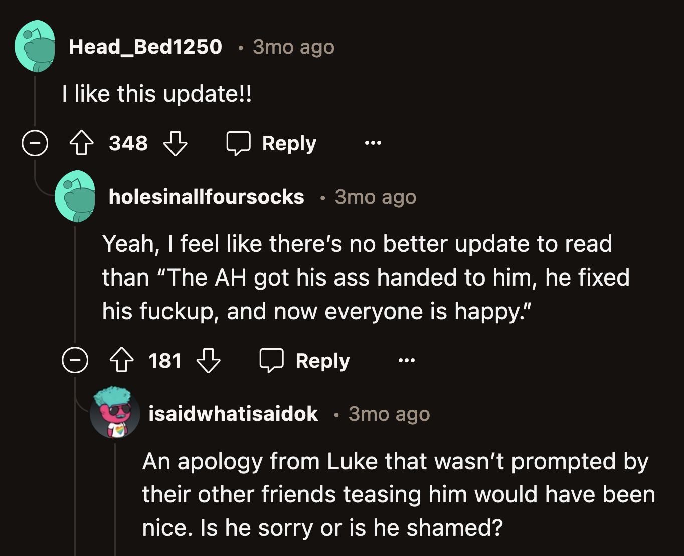 The commenters couldn't make up their minds if Luke had been genuinely apologetic or if he wanted to save face.