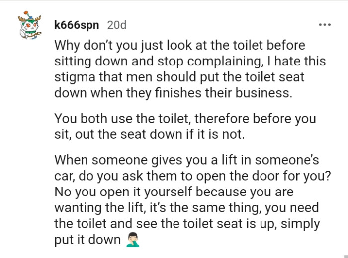 Redditor Wants To Know If They'll Be An AH If They Ask Roommate To Leave The Toilet Seat Down