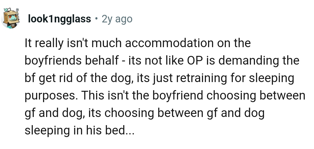 It's not like the OP wants him to get rid of the dog