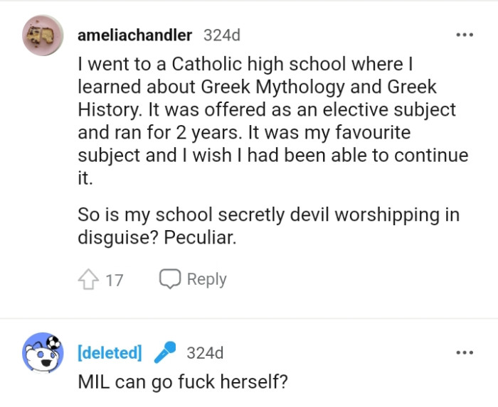 This Redditor says that their favorite subjects were Greek mythology and Greek history