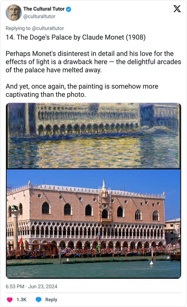 14. The Doge's Palace by Claude Monet