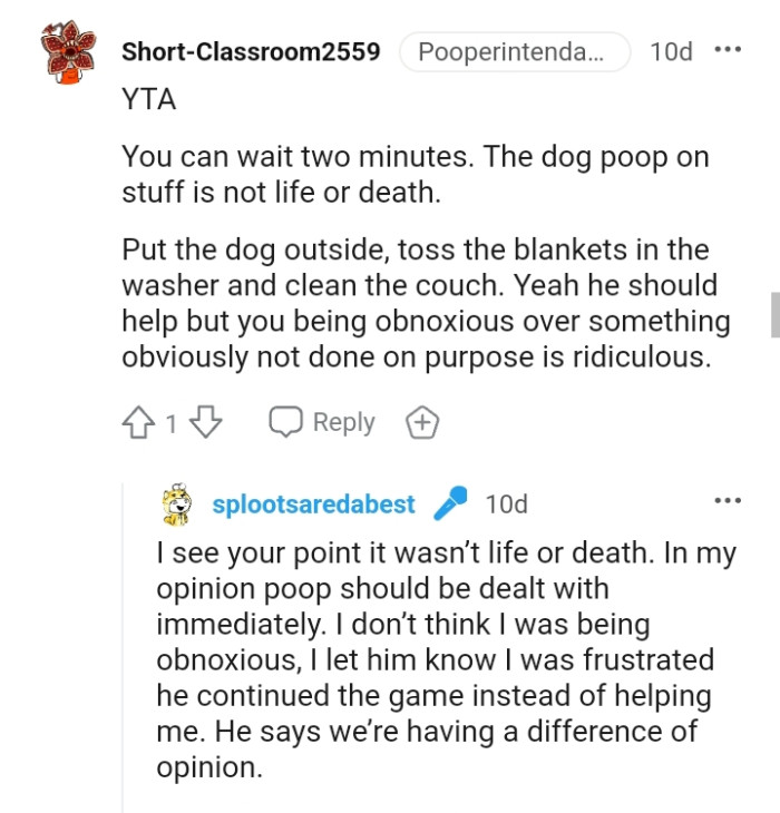 The dog poop on stuff isn't life or death