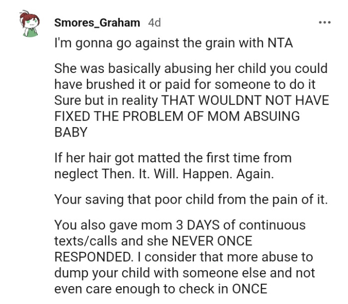 The OP saved the child from the pain of it all