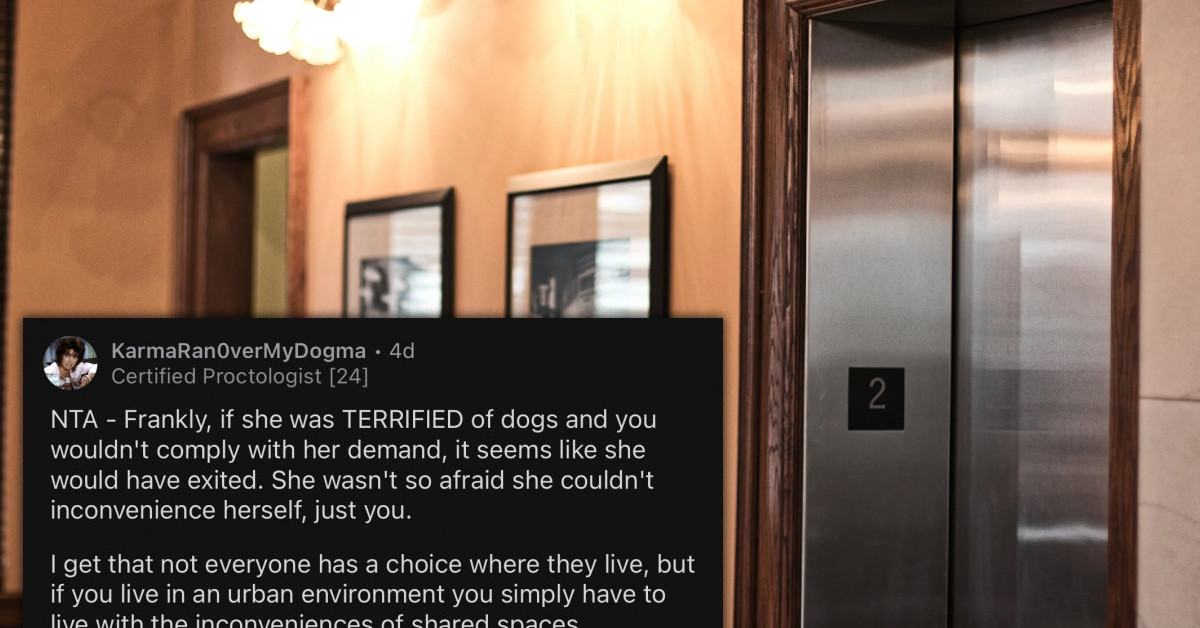 Redditor Tells Woman To "Leave The Elevator If She's Afraid Of Dogs