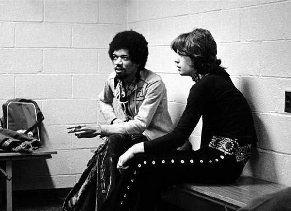 21. Jimi Hendrix and Mick Jagger (1969).