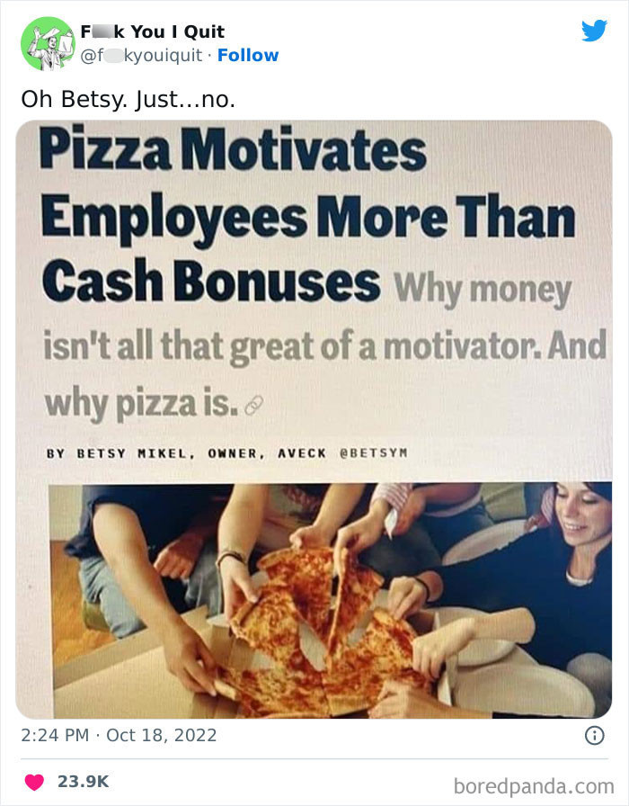 23. Pizza motivating employees