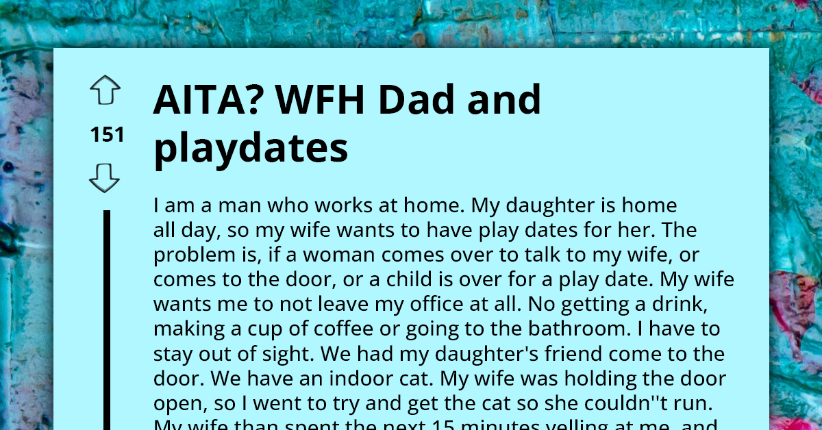 Frustrated Dad Working Remotely Trapped In Home Office Due To Wife's Playdate Arrangements