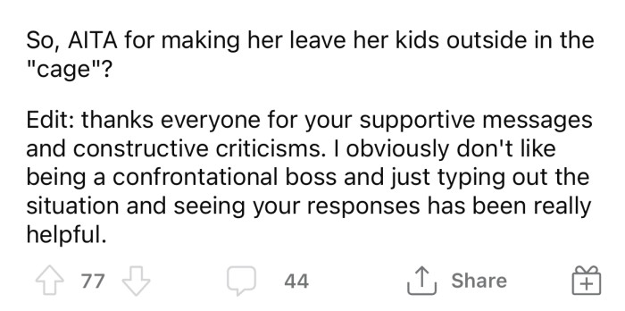 Now the OP is wondering if she's the a**hole here, especially since she plans on still allowing Beth's child inside.